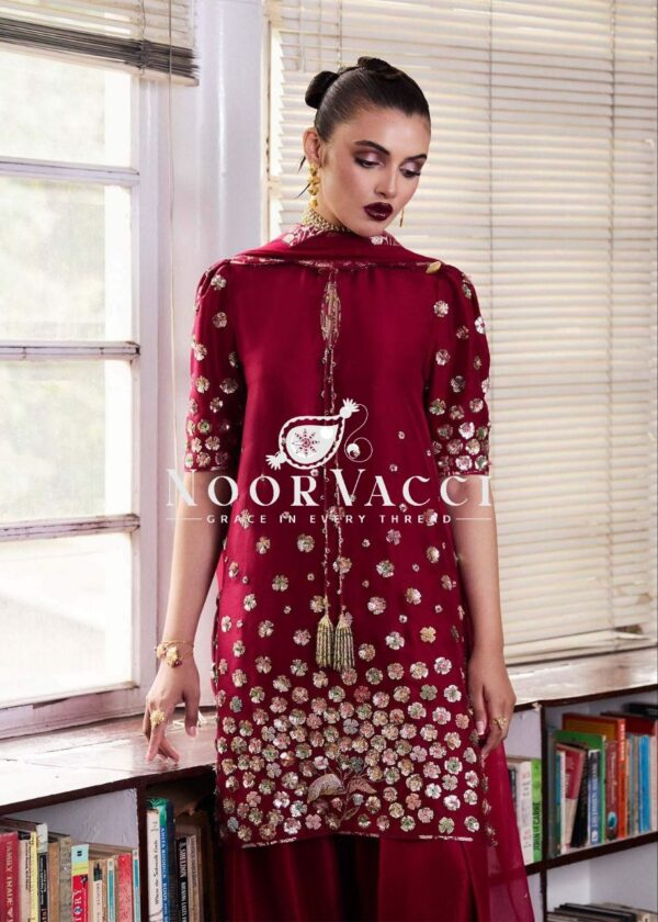 Buy Roman Silk Embroidered Farshi Salwar with Dupatta Set - Image 14