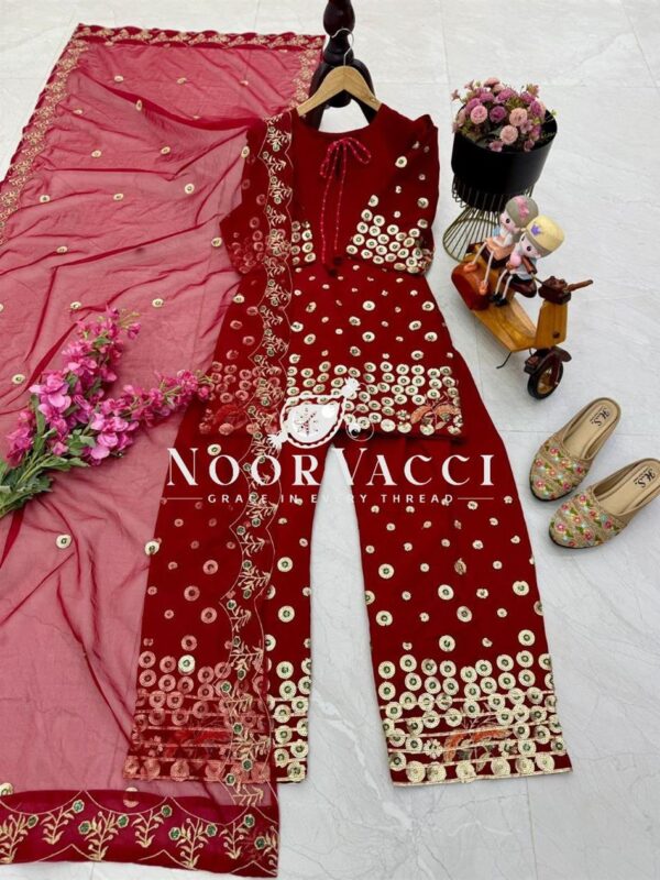 Buy Roman Silk Embroidered Farshi Salwar with Dupatta Set - Image 17