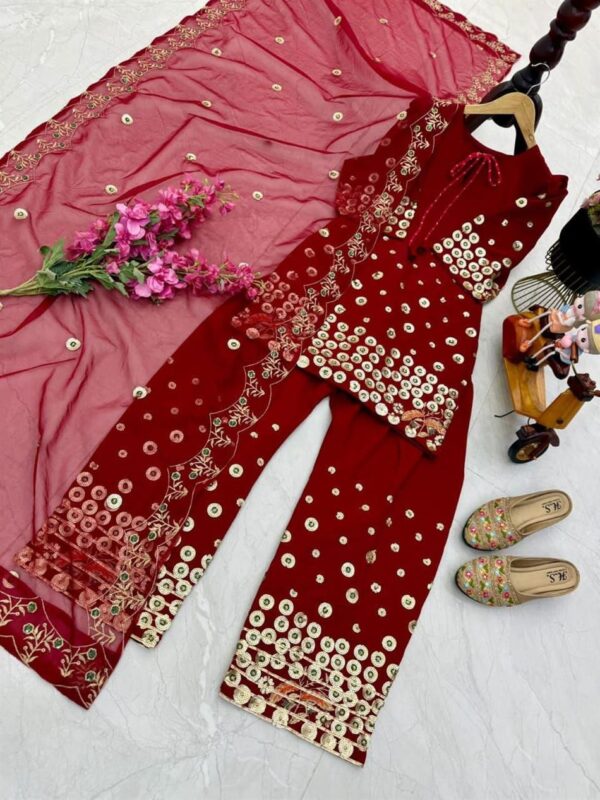 Buy Roman Silk Embroidered Farshi Salwar with Dupatta Set - Image 19