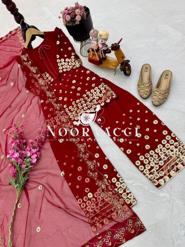 Buy Roman Silk Embroidered Farshi Salwar with Dupatta Set - Image 18