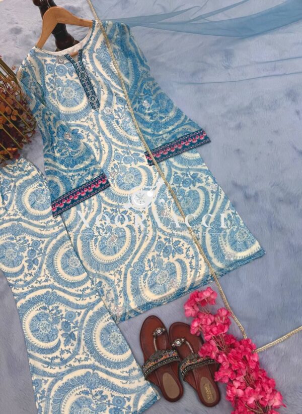 Buy Pure Sifon Georgette Digital Print Farshi Palazzo Set with Dupatta - Image 10