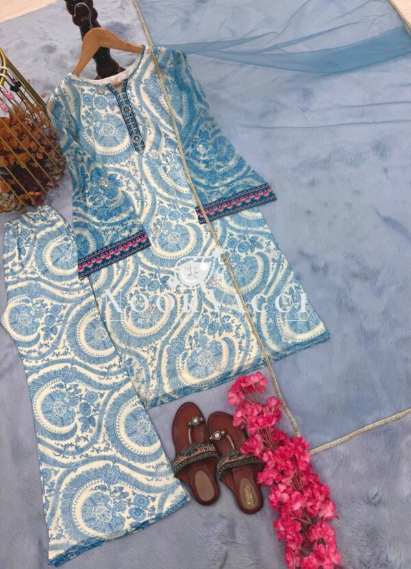 Buy Pure Sifon Georgette Digital Print Farshi Palazzo Set with Dupatta - Image 11