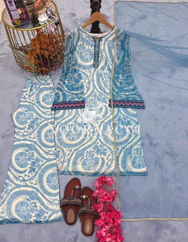 Buy Pure Sifon Georgette Digital Print Farshi Palazzo Set with Dupatta - Image 9