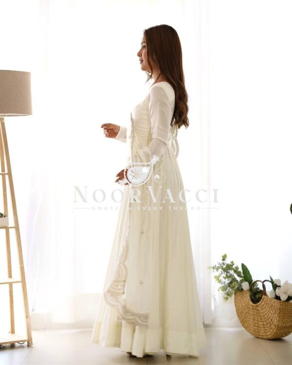 Shop Romansilk Chanderi Embroidered Anarkali Set with Dupatta and Pant - Image 8