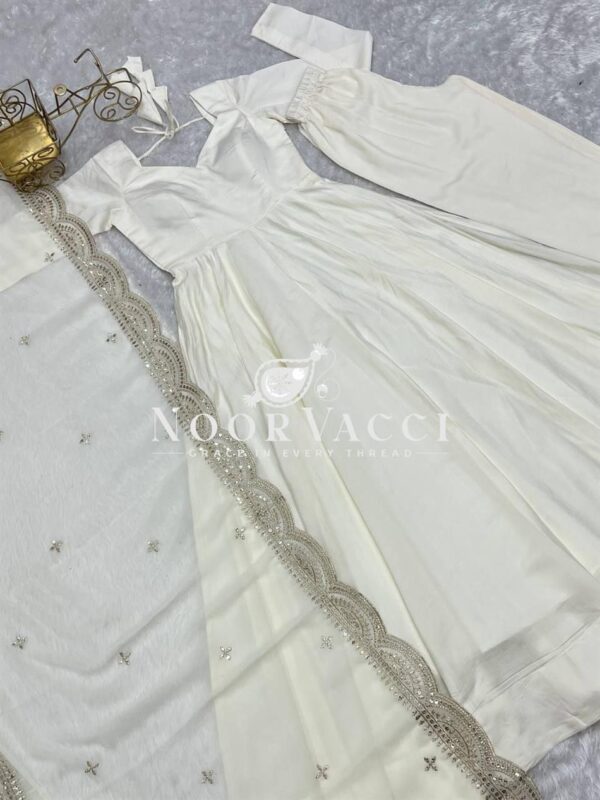 Shop Romansilk Chanderi Embroidered Anarkali Set with Dupatta and Pant - Image 11