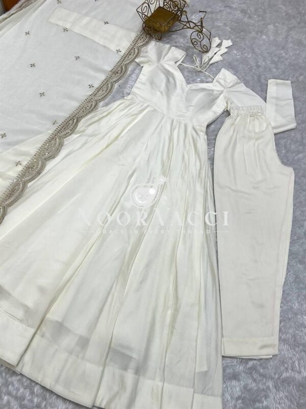 Shop Romansilk Chanderi Embroidered Anarkali Set with Dupatta and Pant - Image 4