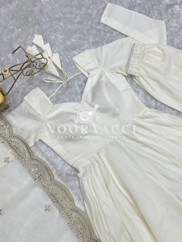 Shop Romansilk Chanderi Embroidered Anarkali Set with Dupatta and Pant - Image 10