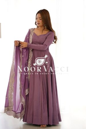 Buy Romansilk Chanderi Embroidered Anarkali Set with Dupatta and Pant