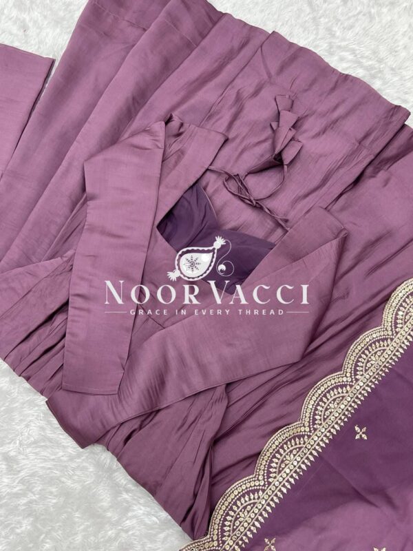 Buy Romansilk Chanderi Embroidered Anarkali Set with Dupatta and Pant - Image 7