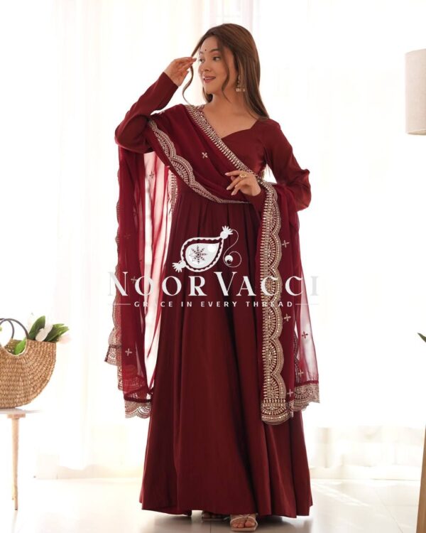 Buy Romansilk Chanderi Embroidered Anarkali Set with Dupatta and Pant