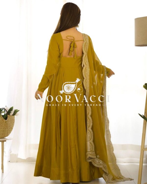 Buy Romansilk Chanderi Embroidered Anarkali Set with Dupatta and Pant - Image 6
