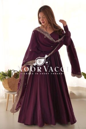 Buy Romansilk Chanderi Embroidered Anarkali Set with Dupatta and Pant