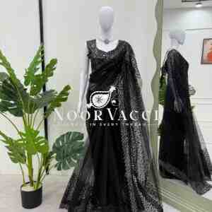 Soft Net Sequin Work Designer Saree with Matching Blouse