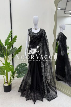 Buy Soft Net Sequin Work Designer Saree with Matching Blouse