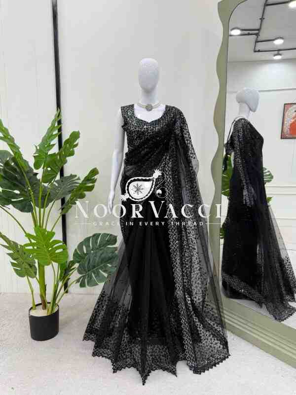 Soft Net Sequin Work Designer Saree with Matching Blouse