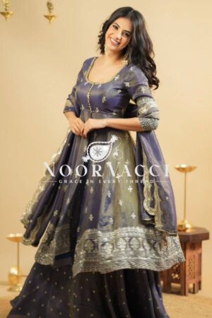 Buy Shimmer Silk Embroidered Suit with Lehenga & Dupatta Set