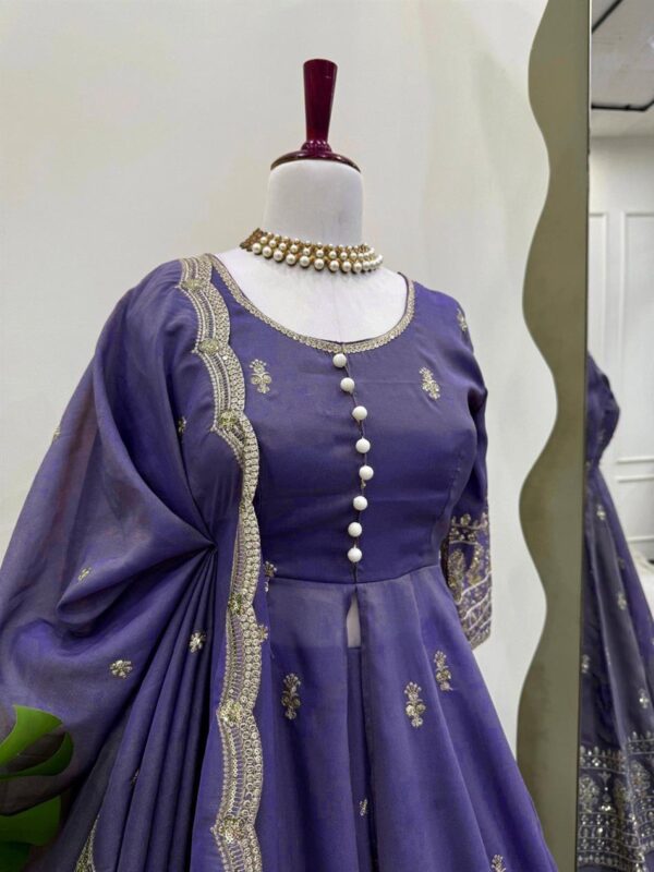 Buy Shimmer Silk Embroidered Suit with Lehenga & Dupatta Set - Image 10