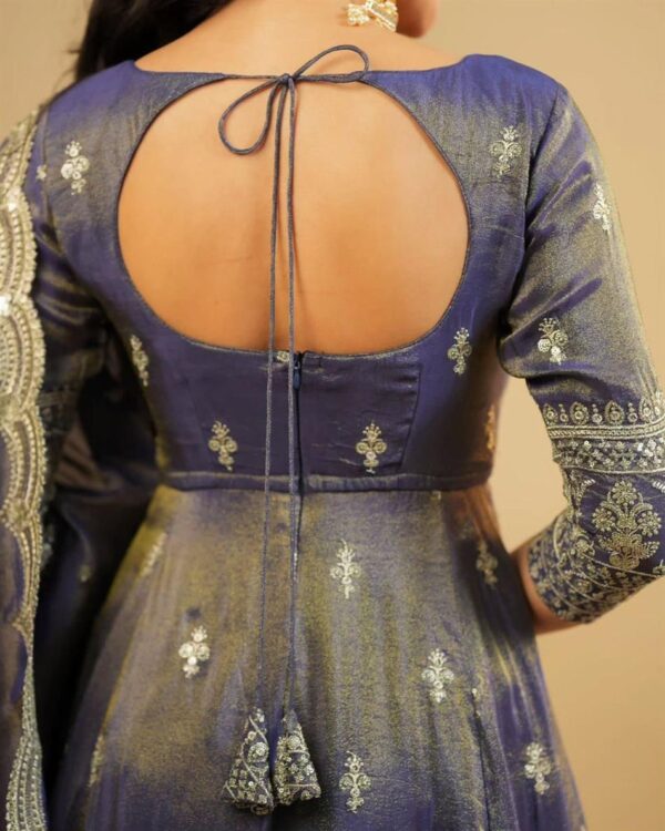 Buy Shimmer Silk Embroidered Suit with Lehenga & Dupatta Set - Image 4