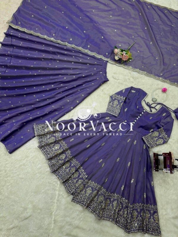 Buy Shimmer Silk Embroidered Suit with Lehenga & Dupatta Set - Image 12