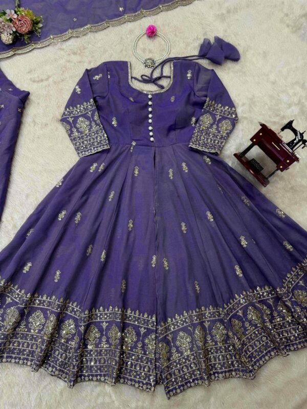 Buy Shimmer Silk Embroidered Suit with Lehenga & Dupatta Set - Image 11