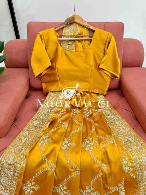 Japan Satin Silk Saree with Thread & Sequin Work and Matching Blouse - Image 4