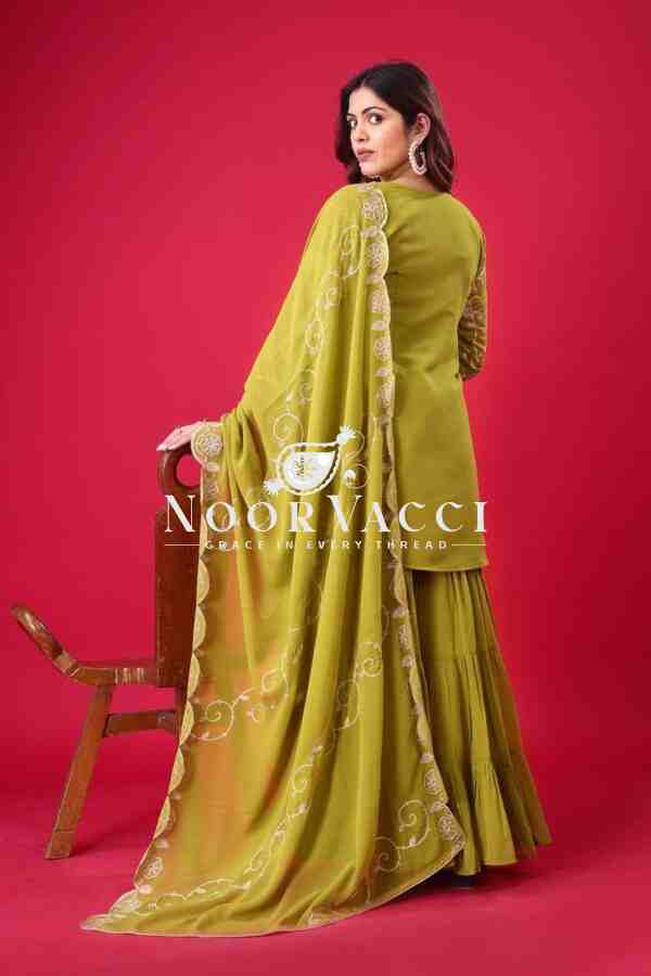 Designer Georgette Top-Sharara & Dupatta Set with Heavy Embroidery - Image 4