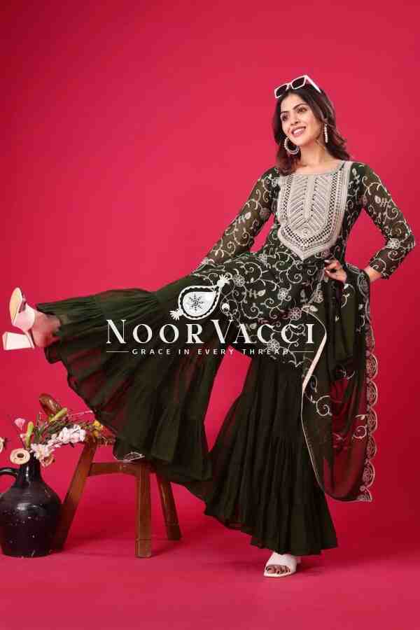 Designer Georgette Top-Sharara & Dupatta Set with Heavy Embroidery - Image 2