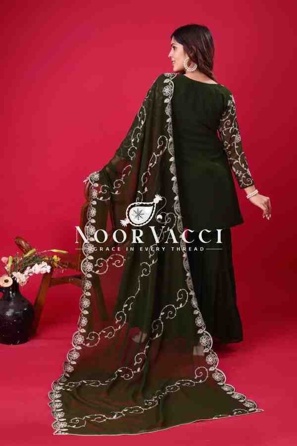 Designer Georgette Top-Sharara & Dupatta Set with Heavy Embroidery - Image 3