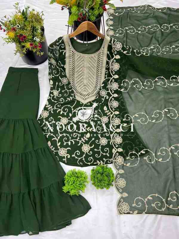 Designer Georgette Top-Sharara & Dupatta Set with Heavy Embroidery - Image 7