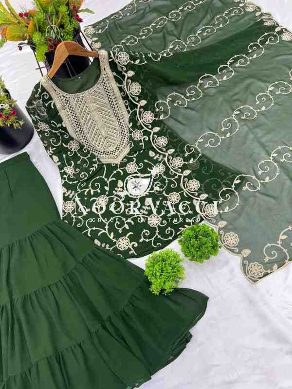 Designer Georgette Top-Sharara & Dupatta Set with Heavy Embroidery - Image 6