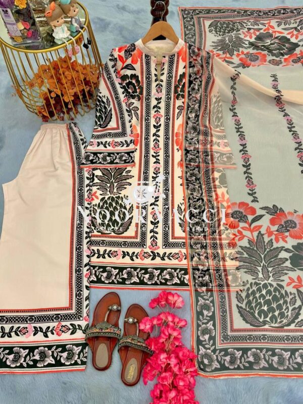 Shop American Crepe Digital Print Top-Plazzo Set with Dupatta - Image 14
