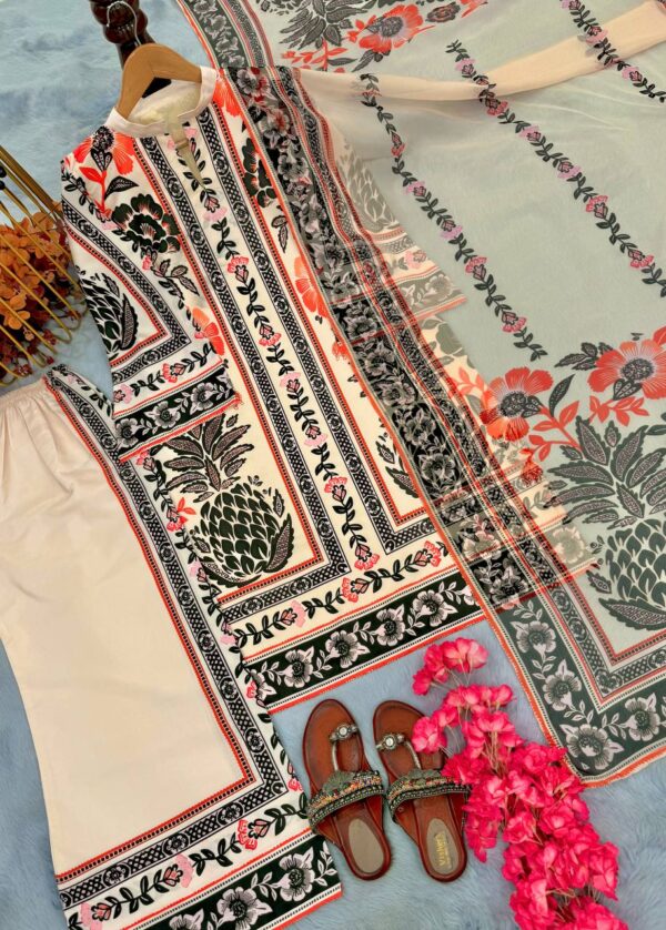 Shop American Crepe Digital Print Top-Plazzo Set with Dupatta - Image 12