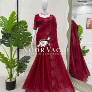 Jimmy Chu Silk Saree with Elegant Hand Work and Matching Blouse