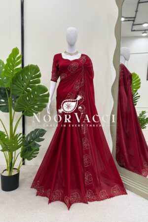 Buy Jimmy Chu Silk Saree with Hand Work and Matching Blouse