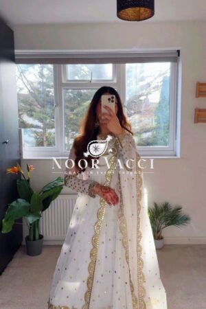 Buy Faux Georgette Designer Gown with 9MM Sequin Embroidery and Dupatta