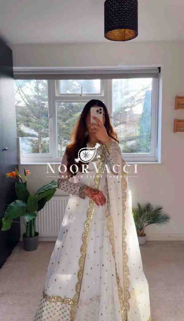 Faux Georgette Designer Gown with 9MM Sequin Embroidery and Dupatta