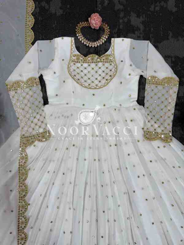 Faux Georgette Designer Gown with 9MM Sequin Embroidery and Dupatta - Image 4