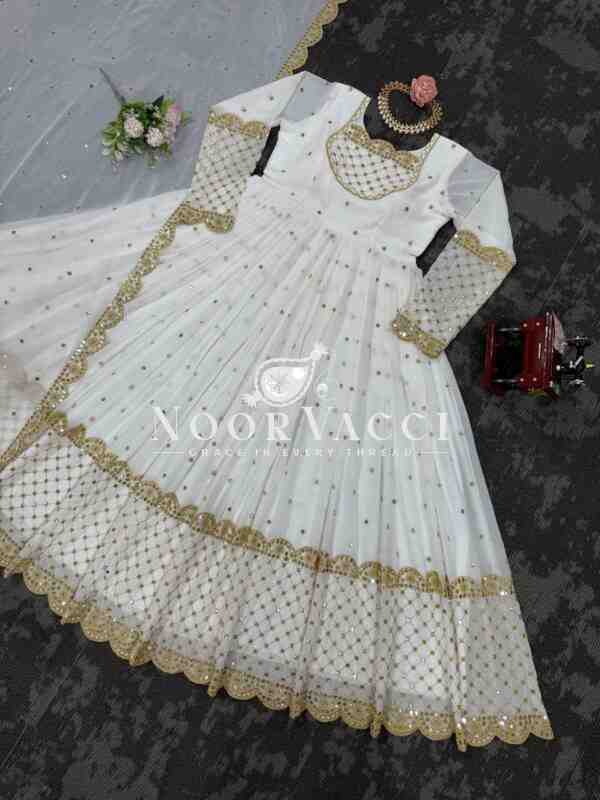 Faux Georgette Designer Gown with 9MM Sequin Embroidery and Dupatta - Image 7