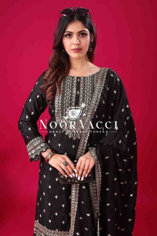 Designer Chinon Silk Top-Sharara & Dupatta Set with Embroidery Work - Image 2