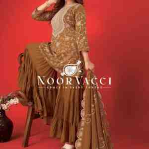 Designer Georgette Top-Sharara & Dupatta Set with Heavy Embroidery