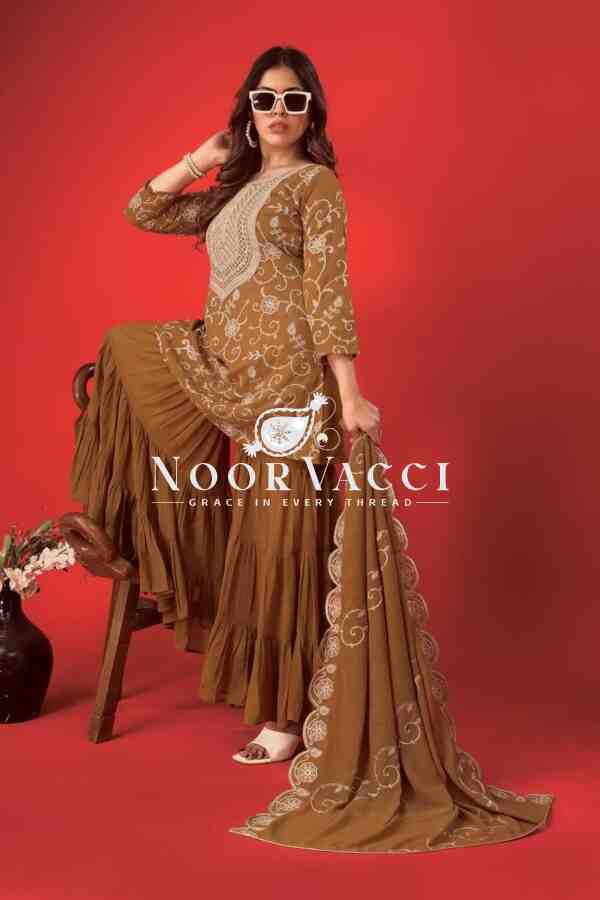 Designer Georgette Top-Sharara & Dupatta Set with Heavy Embroidery