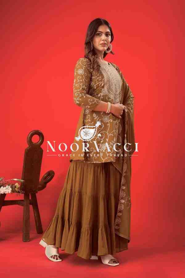 Designer Georgette Top-Sharara & Dupatta Set with Heavy Embroidery - Image 2