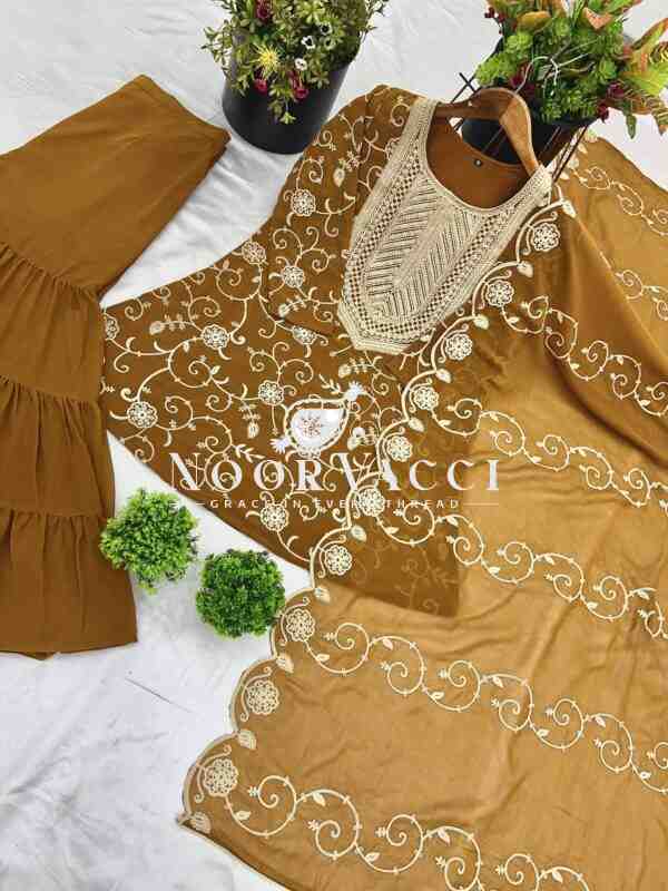 Designer Georgette Top-Sharara & Dupatta Set with Heavy Embroidery - Image 7