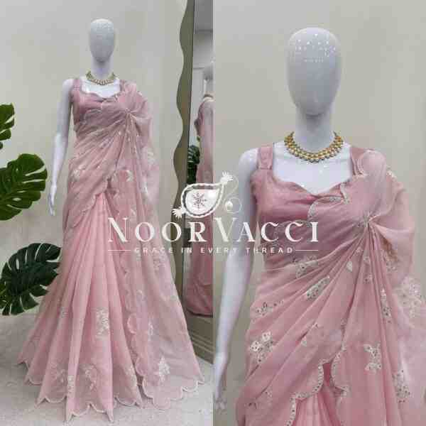 Zimmy Chu Silk Saree with 9MM Sequin and Thread Embroidery - Image 2