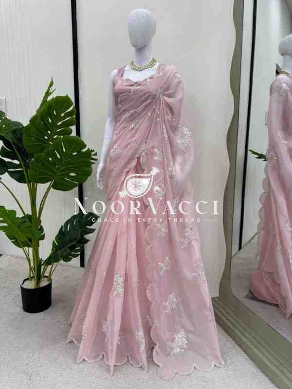 Zimmy Chu Silk Saree with 9MM Sequin and Thread Embroidery - Image 3