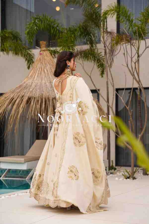 Elegant Chinon Silk Designer Gown with Sequins and Matching Dupatta - Image 2