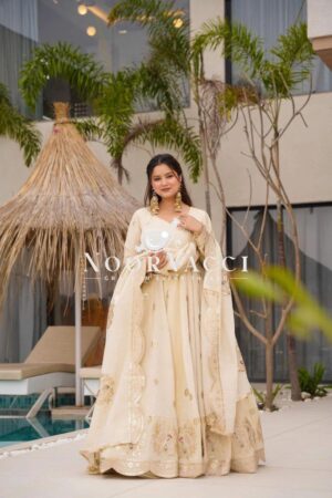 Buy Elegant Chinon Silk Designer Gown with Sequins and Matching Dupatta