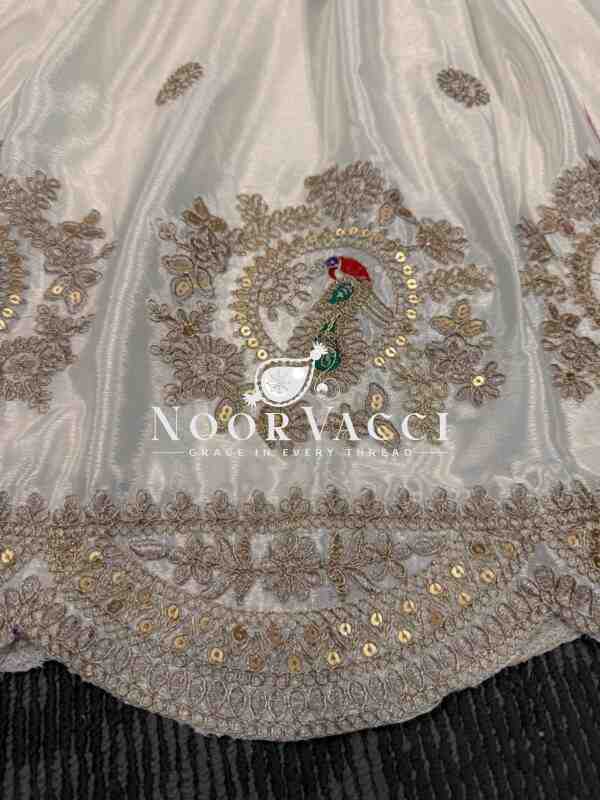 Elegant Chinon Silk Designer Gown with Sequins and Matching Dupatta - Image 7