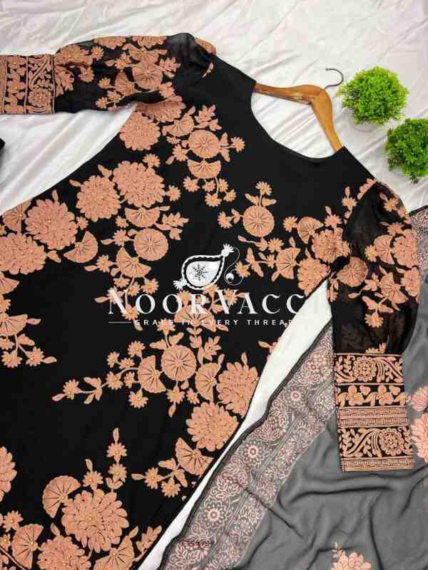 Georgette Embroidered Top-Bottom Set with Printed Dupatta - Image 6