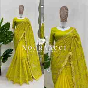 Tibby Silk Designer Saree with Coding and Sequence Work